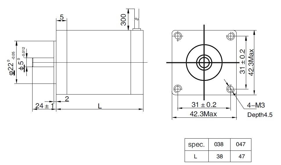 42BYGH047 - Motor pas cu pas 1.2 A / 0.32 Nm/ NEMA 17