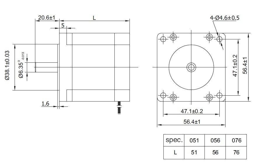 57BYGH051 - Motor pas cu pas 3 A / 0.72 Nm/ NEMA 23